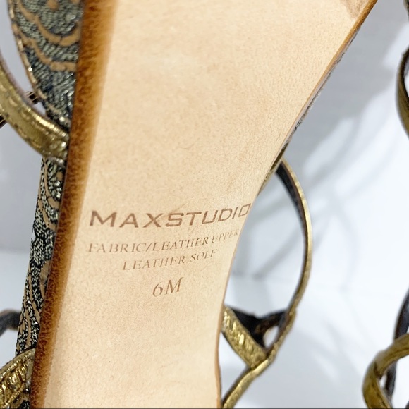 Max Studio Strappy Slingback Leather and Fabric Pointed Toe Fabric Covered Heels - Picture 10 of 12